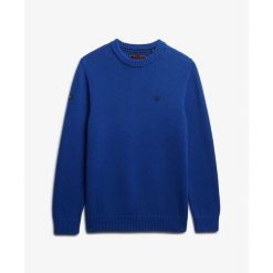 Sweter bawełniany preppy Superdry. Niebieskie swetry męskie Superdry., na zimę, m, bez wzorów, z bawełny, bez kołnierzyka. Za 321.30 zł.