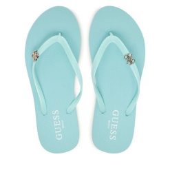 Japonki Guess. Niebieskie klapki damskie Guess, z aplikacjami, bez obcasa. Za 179.99 zł.