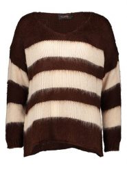 Miss goodlife Sweter "Stripes" w kolorze ciemnobrązowo-kremowym rozmiar: XL. Brązowe swetry klasyczne damskie miss goodlife, xl, z wełny, bez kołnierzyka. Za 193.70 zł.