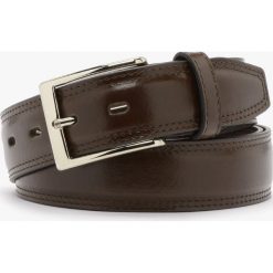 Brązowy pasek męski PASEK MĘSKI. Brązowe paski męskie Ryłko, bez wzorów, ze skóry. Za 129.99 zł.