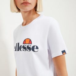 Koszulka treningowa damska Ellesse Albany. Białe topy sportowe damskie Ellesse, bez wzorów, z bawełny, bez ramiączek. Za 89.99 zł.