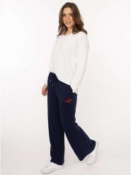 Zwillingsherz Spodnie dresowe "Feel Good Club" w kolorze granatowym rozmiar: L/XL. Niebieskie spodnie dresowe damskie Zwillingsherz, l, bez wzorów, z bawełny. Za 126.99 zł.