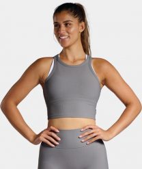 Rib Tank-Top sportowy damski. Szare topy sportowe damskie NORDICDOTS, l, bez wzorów, z materiału, bez ramiączek. Za 235.00 zł.