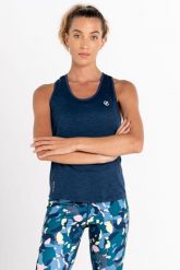 Koszulka sportowa damska Modernize II bez rękawów. Niebieskie bluzki sportowe damskie Dare 2b, ze skóry, bez kołnierzyka, bez ramiączek. Za 70.00 zł.