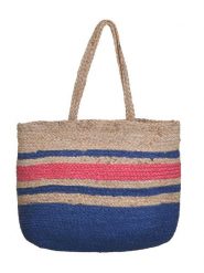 BLE Shopper bag w kolorze beżowo-niebiesko-czerwonym - 45 x 30 x 15 cm rozmiar: onesize. Brązowe shopper bag damskie BLE, bez wzorów, z materiału, na ramię, bez dodatków. Za 159.95 zł.
