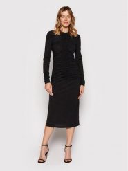 KARL LAGERFELD Sukienka codzienna Ruched 220W1352 Czarny Slim Fit. Czarne sukienki damskie Karl Lagerfeld, na co dzień, xs, bez wzorów, z syntetyku, bez kołnierzyka, bez ramiączek, proste. Za 689.99 zł.