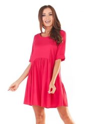 Awama Sukienka w kolorze fuksji rozmiar: L/XL. Różowe sukienki damskie Awama, l, bez wzorów, bez kołnierzyka, bez ramiączek, midi. Za 65.85 zł.