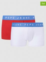 Pepe Jeans Bokserki (2 pary) w kolorze czerwono-białym rozmiar: M. Białe bokserki męskie Pepe Jeans, bez wzorów, z jeansu. Za 54.95 zł.