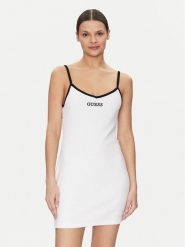 Guess Sukienka codzienna E5GK15 KCQV1 Biały Bodycon Fit. Białe sukienki damskie Guess, na co dzień, xl, z aplikacjami, z bawełny, bez kołnierzyka, bez ramiączek, bodycon. Za 139.99 zł.