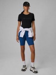 4F Legginsy kolarki z prążkowanej dzianiny damskie - turkusowe L. Niebieskie legginsy damskie 4f, l, bez wzorów, z dzianiny. Za 99.99 zł.