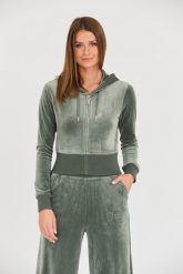 JUICY COUTURE Zielona bluza Marissa Velour Track Top. Zielone bluzy bez kaptura damskie Juicy Couture, s. W wyprzedaży za 499.99 zł.