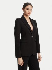 Calvin Klein Marynarka LV044B491G Czarny Slim Fit. Czarne marynarki i żakiety damskie CALVIN KLEIN, bez wzorów, z wiskozy. Za 399.99 zł.