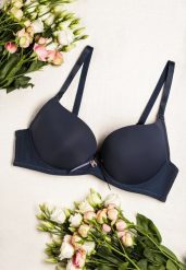 Granatowy Biustonosz Full Cup z Koronką i Regulowanymi Ramiączkami Gicca. Niebieskie biustonosze Born2be, bez wzorów, z koronki. Za 29.99 zł.