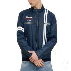 Kurtka BLAUER BIKER DAYTONA TETLOW Niebieski. Niebieskie kurtki męskie Blauer, xl, bez wzorów, z tkaniny, bez kaptura. Za 692.99 zł.