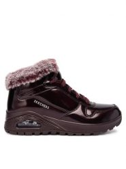 Skechers Botki Uno Rugged 168126/BURG Bordowy. Czerwone botki damskie Skechers, ze skóry, bez obcasa, na płaskiej podeszwie, bez zapięcia. Za 339.99 zł.