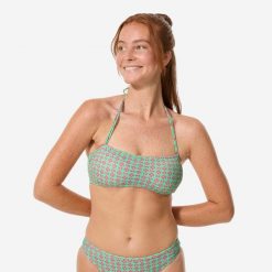 Góra kostiumu kąpielowego damska Decathlon Lori Keyshot. Brązowe bikini damskie Decathlon, bez wzorów. Za 29.99 zł.