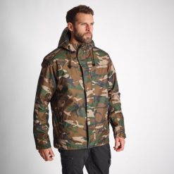 Kurtka Solognac Warm 100 WTP camo woodland. Zielone kurtki męskie SOLOGNAC, s, bez wzorów, z materiału, bez kaptura. Za 229.99 zł.