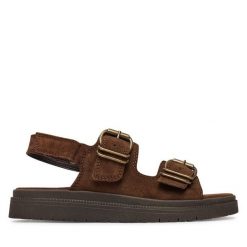 Sandały Tamaris. Brązowe sandały damskie Tamaris, bez wzorów, bez obcasa, na płaskiej podeszwie. Za 369.99 zł.