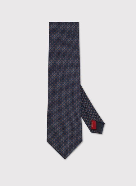 PAKO LORENTE - Jedwabny granatowy krawat mikrowzór. Niebieskie krawaty i muchy męskie Pako Lorente, bez wzorów, z jedwabiu, młodzieżowe. Za 149.99 zł.