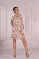 Sukienka w Kwiaty z Ozdobną Stójką. Sukienki damskie Merribel, l, bez wzorów, z elastanu, wizytowe, bez kołnierzyka, bez ramiączek. Za 129.90 zł.