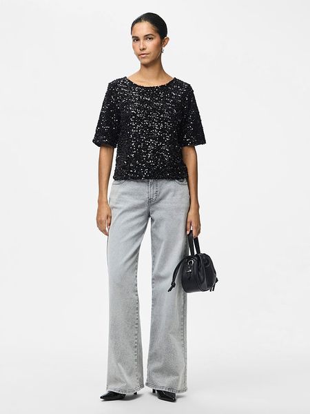 Pieces Top "Kam" w kolorze czarnym rozmiar: S. Czarne topy damskie Pieces, s, bez wzorów, bez kołnierzyka. Za 113.99 zł.