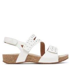 Sandały Josef Seibel. Białe sandały damskie Josef Seibel, bez wzorów, bez obcasa, na płaskiej podeszwie. Za 279.99 zł.