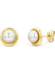 Revoni Złote kolczyki-wkrętki z perłami rozmiar: onesize. Białe kolczyki damskie Revoni, z perłą, złote. Za 630.99 zł.