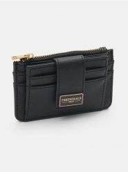 Portfel z imitacji skóry saffiano - czarny. Czarne portfele damskie Sinsay, bez wzorów, ze skóry. Za 19.99 zł.