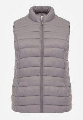 Szara Pikowana Kamizelka Przejściowa ze Stójką Edanwen. Szare kamizelki damskie Born2be, l, z jeansu. Za 79.99 zł.
