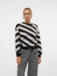 Vero Moda Sweter w kolorze czarno-białym rozmiar: XL. Białe swetry klasyczne damskie Vero Moda, xl, ze splotem, bez kołnierzyka. Za 73.76 zł.