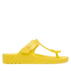 Japonki Scholl. Żółte klapki damskie Scholl, bez wzorów, bez obcasa. Za 119.99 zł.