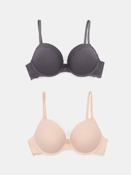 Bawełniane biustonosze push-up z koronką 2 pack - wielobarwny. Biustonosze Sinsay, bez wzorów, z bawełny. Za 35.99 zł.