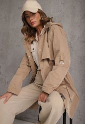 Brązowa Kurtka Przejściowa Typu Parka z Odpinanym Kapturem Ozdobiona Sznurkami Fallaiah. Brązowe parki damskie Renee, l, bez wzorów. Za 189.99 zł.