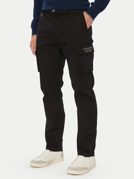 Aeronautica Militare Spodnie cargo 262PA1329UCT02443 Czarny Regular Fit. Czarne spodnie materiałowe męskie AERONAUTICA MILITARE, bez wzorów, z bawełny. Za 714.99 zł.