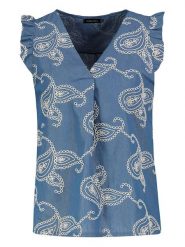 Sublevel Bluzka w kolorze niebiesko-kremowym rozmiar: M/L. Brązowe bluzki damskie Sublevel, l, z aplikacjami, z bawełny, bez kołnierzyka, bez ramiączek. Za 87.40 zł.