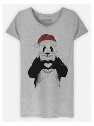 WOOOP Koszulka "Santa Panda" w kolorze szarym rozmiar: XL. Szare bluzki damskie Wooop, xl, bez wzorów, z wiskozy, bez kołnierzyka, bez ramiączek. Za 65.85 zł.