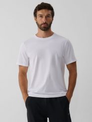 4F T-shirt regular z antybakteryjnym wykończeniem Polygiene męski - biały 3XL. Białe t-shirty męskie 4f, l, bez wzorów, z dzianiny, bez kołnierzyka. Za 69.99 zł.