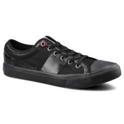 Czarne Trampki Cross Jeans Męskie Sznurowane Buty. Czarne trampki i tenisówki męskie Cross Jeans, z aplikacjami, z jeansu, bez zapięcia. Za 99.99 zł.