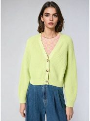 Monki Kardigan w kolorze jaskrawozielonym rozmiar: XS. Zielone kardigany damskie Monki, xs, bez wzorów, z bawełny. Za 43.99 zł.