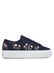 Superga Tenisówki 3740 Platform Flower Embroidery Leggera S5138TW Granatowy. Niebieskie trampki i tenisówki damskie Superga, bez wzorów, z materiału. Za 319.99 zł.