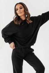 Czarna Kobieca Bluza Oversize bez Kaptóra. Czarne bluzy bez kaptura damskie Ivon, l, z bawełny. Za 189.90 zł.