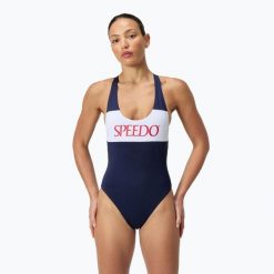 Strój pływacki jednoczęściowy damski Speedo Colourblock Racerback. Niebieskie stroje jednoczęściowe damskie Speedo, l, bez wzorów. Za 159.99 zł.