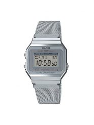 Casio Zegarek Vintage A700WEM-7AEF Srebrny. Szare, cyfrowe zegarki damskie Casio, srebrne. Za 219.99 zł.