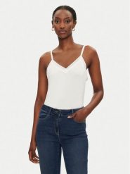 Morgan Top 192-BARBA.N Biały Slim Fit. Białe topy damskie Morgan, xs, bez wzorów, z wiskozy, bez kołnierzyka. Za 59.99 zł.