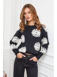 Joséfine Sweter "Banshee" w kolorze czarno-białym rozmiar: S. Czarne swetry klasyczne damskie Joséfine, s, bez kołnierzyka. Za 192.33 zł.