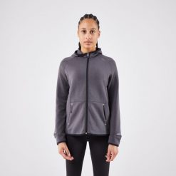 Bluza do biegania damska Kiprun Run 500 Warm ocieplana. Niebieskie bluzy z kapturem damskie KIPRUN, l, bez wzorów, z elastanu, bez kaptura. Za 159.99 zł.