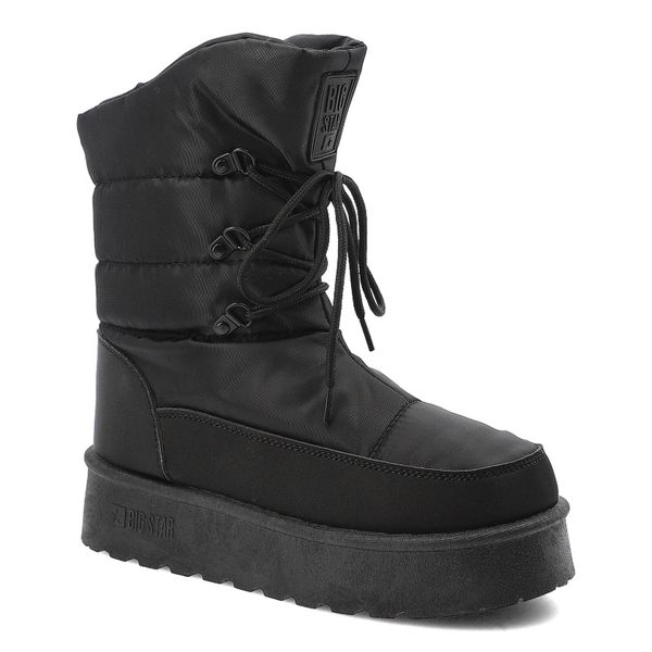 Śniegowce damskie Big Star, na platformie materiałowe ocieplane z okrągłym noskiem i na zamek, czarne, OO274884. Czarne obuwie trekkingowe damskie Big Star, na zimę. Za 139.00 zł.