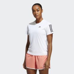 Koszulka do biegania damska Adidas Own the Run Tee. Białe topy sportowe damskie Adidas, xs, bez wzorów, z dzianiny, bez ramiączek. Za 180.70 zł.