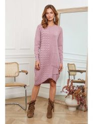 Joséfine Sukienka dzianinowa "Alfonse" w kolorze jasnoróżowym rozmiar: M. Różowe sukienki damskie Joséfine, na co dzień, m, bez wzorów, z dzianiny, bez kołnierzyka, bez ramiączek, midi, proste. Za 201.08 zł.