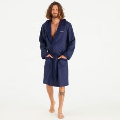 Szlafrok na basen męski Watko Compact z mikrofibry. Niebieskie szlafroki męskie NABAIJI, m, bez wzorów, z bawełny. Za 99.99 zł.